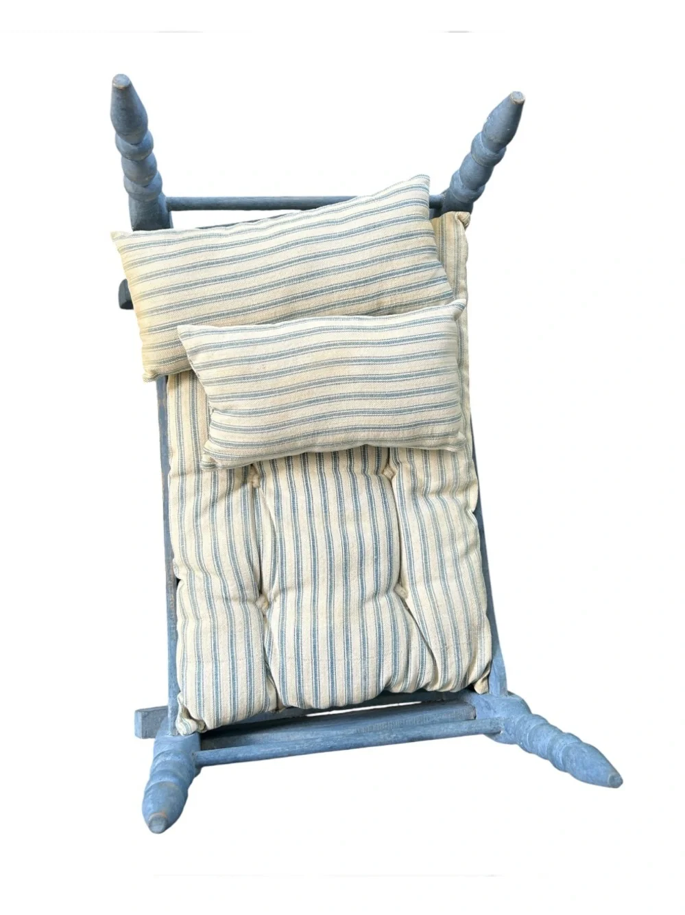 Vintage Blue Wooden Babydoll Rocking Cradle